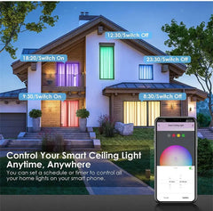 "Tuya Smart WiFi Ceiling Light – 24W RGB Circular Ambient Lamp, App Control, Alexa & Google Home Compatible for Bedroom & Home Decor"