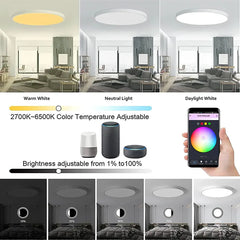 "Tuya Smart WiFi Ceiling Light – 24W RGB Circular Ambient Lamp, App Control, Alexa & Google Home Compatible for Bedroom & Home Decor"