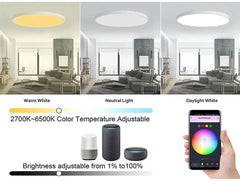 "Tuya Smart WiFi Ceiling Light – 24W RGB Circular Ambient Lamp, App Control, Alexa & Google Home Compatible for Bedroom & Home Decor"
