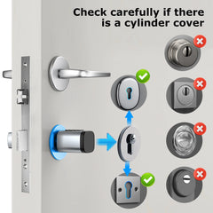 Door lock installation guide with cylinder cover check
