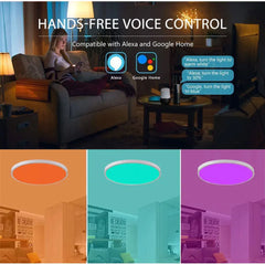 "Tuya Smart WiFi Ceiling Light – 24W RGB Circular Ambient Lamp, App Control, Alexa & Google Home Compatible for Bedroom & Home Decor"