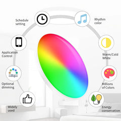 "Tuya Smart WiFi Ceiling Light – 24W RGB Circular Ambient Lamp, App Control, Alexa & Google Home Compatible for Bedroom & Home Decor"