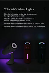 Colorful gradient lights with instructions on a dark background