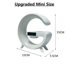 White letter 'G' device with dimensions on a white background