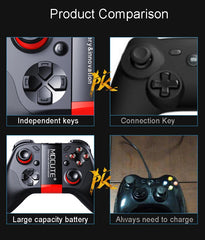 Product comparison of gaming controllers with features highlighted.
