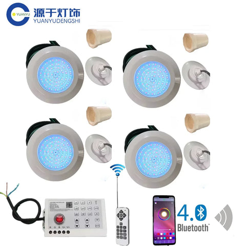 "12W DC12V RGB LED Pool Light – Bluetooth App-Controlled Underwater Spotlight for Fountain, Landscape, and Piscina Lighting