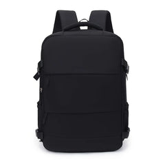 Black backpack on a white background