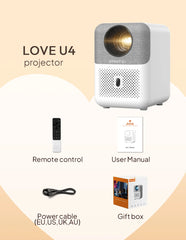 "BYINTEK LOVE U4 Smart Mini Projector – 4K Support, 1080P HD Android WiFi Home Theater for Smartphone & Cinema Use"