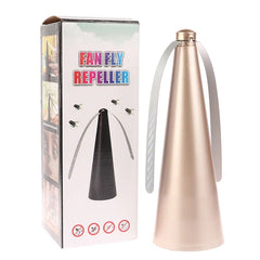 Fan fly repeller with packaging on a white background