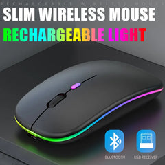 "Bluetooth & 2.4G Wireless Mouse – Rechargeable, Luminous Portable Mouse for Tablet, Phone, Computer & Laptop"