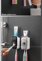 MENGNI Automatic Toothpaste Dispenser – Wall-Mounted Toothbrush Holder