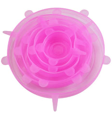 Pink silicone lid with a unique design on a white background
