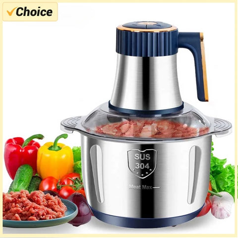 5L Stainless Steel Electric Food Chopper – Meat Grinder, Vegetable Slicer & Multifunctional Kitchen Processor