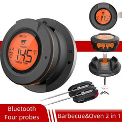 Digital barbecue and oven thermometer with multiple probes on a white background