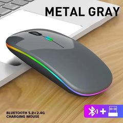 "Bluetooth & 2.4G Wireless Mouse – Rechargeable, Luminous Portable Mouse for Tablet, Phone, Computer & Laptop"
