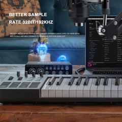 BOMGE U202 USB Audio Interface – 32-Bit/192kHz Mic Preamplifier with XLR/TS/TRS Inputs & 48V Phantom Power for PC Recording & Streaming