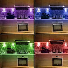 "LED Under Cabinet Light with Remote Control – Wireless RGB Color-Changing Night Light for Kitchen, Bedroom, Closet, and Counter"