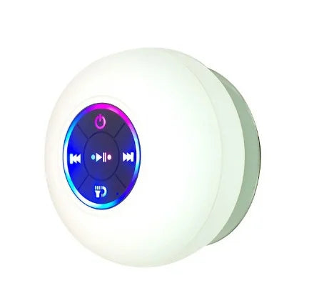 "Waterproof Bluetooth Shower Speaker – Portable Wireless Mini Speaker with LED Light, Suction Cup & Outdoor Stereo Sound"