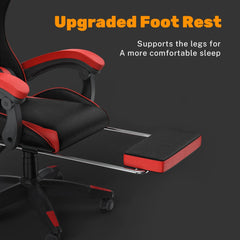 "Gaming Chair with Footrest – Ergonomic Design, Adjustable Height, Lumbar and Head Support, Reclining Backrest"