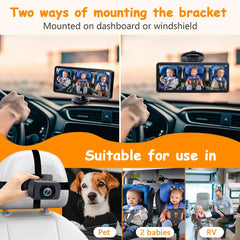 Two ways of mounting a bracket on dashboard or windshield with various uses shown.