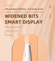 Smart display with LED auxiliary lighting and widened blade on a beige background