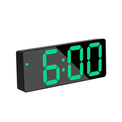 "Curved Mirror LED Alarm Clock with Temperature Display"