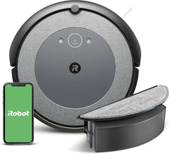 Roomba Combo i5 vacuum and mop with a smartphone app interface and a charging base