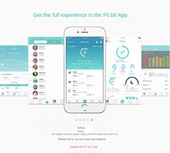 Fitbit app interface on a smartphone with various fitness tracking features displayed.