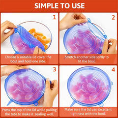 Step-by-step guide on how to use a silicone lid for a bowl.