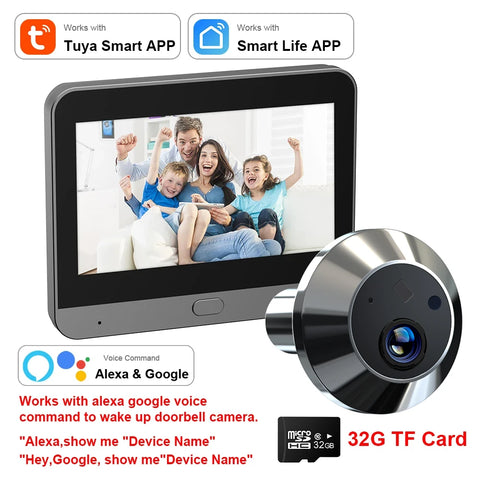 Mini Smart Tuya 3MP Wi-Fi Peephole Camera with PIR