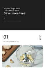 Multifunctional Manual Food Chopper – Ginger, Garlic, Vegetable & Meat Grinder with Minimalist Design