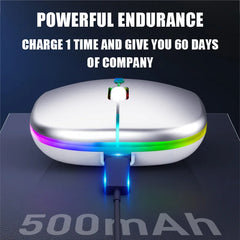 "Bluetooth & 2.4G Wireless Mouse – Rechargeable, Luminous Portable Mouse for Tablet, Phone, Computer & Laptop"