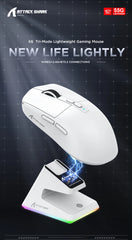 "Attack Shark X6 PAW3395 Gaming Mouse – Tri-Mode Bluetooth/2.4G/Wired, RGB, Macro Support, Magnetic Charging Base"