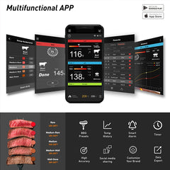 Multifunctional app interface for cooking with smartphone display and various features.