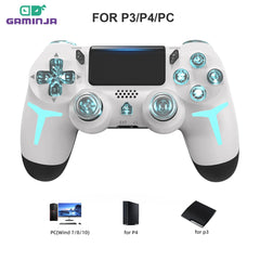 "GAMINJA RGB Wireless Game Controller – LED Bluetooth Gamepad with 6-Axis Gyroscope & Dual Vibration for PS4, PS3, PC & Console"