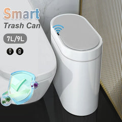 "Smart Sensor Trash Can – 7L/9L Narrow Automatic Waste Bin, Waterproof for Bathroom, Toilet, Kitchen, and Office Use"
