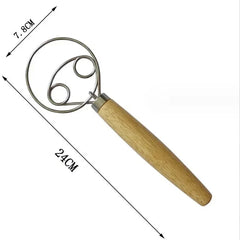 Stainless Steel Bread Dough Hand Mixer With Wooden Handle