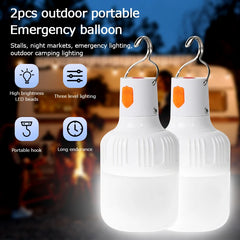 "2pcs Rechargeable LED Emergency Lights – Portable Indoor/Outdoor Flashing Lights for Barbecue, Tent, Camping with Battery"