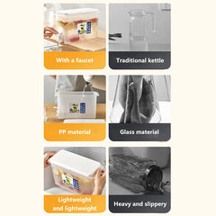 Comparison of different water containers with text labels on a white background