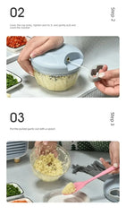 Multifunctional Manual Food Chopper – Ginger, Garlic, Vegetable & Meat Grinder with Minimalist Design