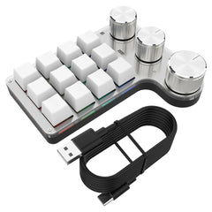 Bluetooth RGB Macro Keyboard – 3 Knobs, 12 Keys, Programmable Mechanical Hotswap Keypad