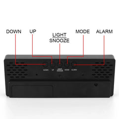 "Curved Mirror LED Alarm Clock with Temperature Display"