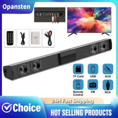 "Bluetooth 5.3 Soundbar – Stereo Surround Home Theater Speaker with Remote, RCA, AUX & TF Card Support"