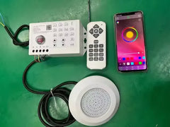 "12W DC12V RGB LED Pool Light – Bluetooth App-Controlled Underwater Spotlight for Fountain, Landscape, and Piscina Lighting