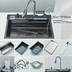 304 Stainless Steel Waterfall Kitchen Sink Set
