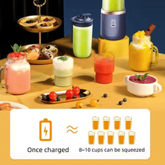 "Portable Electric Juicer – 1pc Stainless Steel Blade Fruit & Smoothie Blender, Blue/Pink, Automatic Cup Juicer for Kitchen"