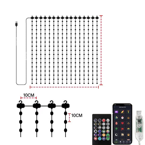 "Smart RGB Curtain Lights – Bluetooth App-Controlled Waterproof LED Fairy String with USB"