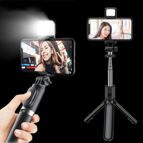 360° Rotation Bluetooth Selfie Stick Tripod with Light