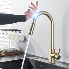 Pull-Out Sensor Black Kitchen Faucet Touch Control