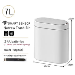 "Smart Sensor Trash Can – 7L/9L Narrow Automatic Waste Bin, Waterproof for Bathroom, Toilet, Kitchen, and Office Use"